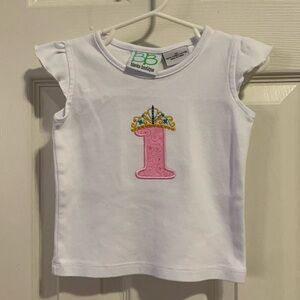 First birthday embroidered appliquéd T-shirt NWOT